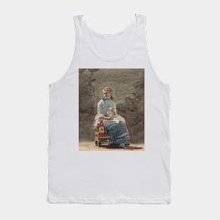 Young Woman Sewing by Winslow Homer Tank Top